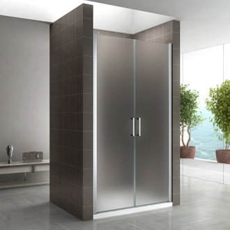 KAYA Porte de douche battante H. 185 cm largeur réglable 86 à 89 cm verre opaque