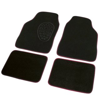 Pack de 4 tapis de voiture standard - 450g/m² - 93x61 cm et 38x26 cm - noir & rouge