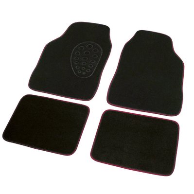 Pack de 4 tapis de voiture standard - 450g/m² - 93x61 cm et 38x26 cm - noir & rouge - 3349380018654 - 3349380018654