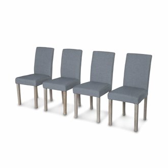 Lot de 4 chaises - Rita - chaises en tissu. pieds en bois cérusé. gris clairs