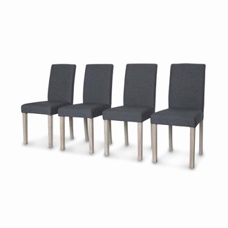 Lot de 4 chaises - Rita - chaises en tissu. pieds en bois cérusé. gris foncés