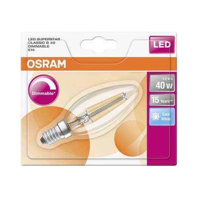 Ampoule LED dimmable flamme à filament - E14 - 5 W - blanc froid - 4058075107847 - 4058075107847