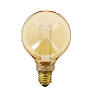 Ampoule LED Globe hologramme - E27 - 4 W - Ø 9,5 cm - blanc chaud - verre ambré
