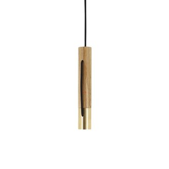 Suspension LED Tempo - E27 - Ø 4,3 x 120 cm - bois & laiton
