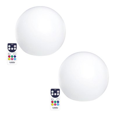 Lot de 2 boules lumineuses sans fil LED 2x BOBBY C30 Blanc Polyéthylène D30CM - 2x BOBBY C30 - 3760093547154