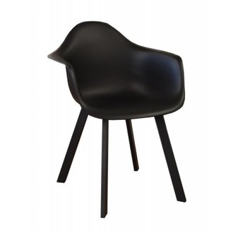 Lot de 4 fauteuils design Coque Jato - Alu/résine - Noir