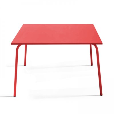 Palavas - Table de jardin carrée en métal rouge - 103599 - 3663095014900
