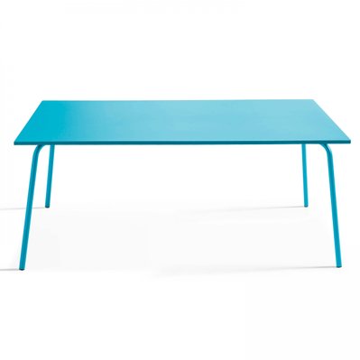 Table de jardin rectangulaire en métal bleu - Palavas - 103593 - 3663095014849