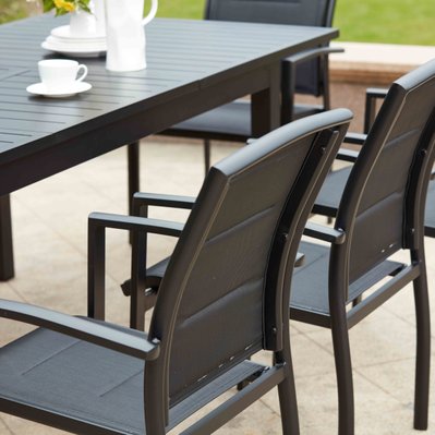 Lot de 2 fauteuils en aluminium noirs - 103986 - 3663095018885