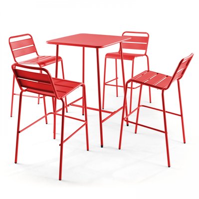 Palavas - Table de bar en acier rouge - 105614 - 3663095033680