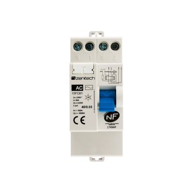 Interrupteur différentiel 40/2 30mA Type AC NF - Zenitech - 150973 - 3545411509737