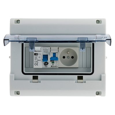 Coffret électrique étanche IP65 8 modules équipé livré avec accessoires - Zenitech - 150217 - 3545411502172