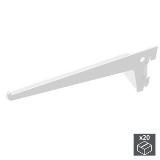 Emuca Support pour étagère en bois/verre, profil pas 50 mm, 200 mm, Acier, Blanc, 20 ut.