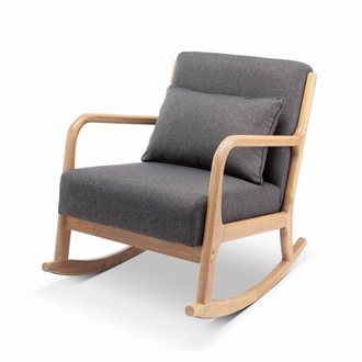 Fauteuil à bascule design en bois et tissu. 1 place. rocking chair scandinave. gris foncé