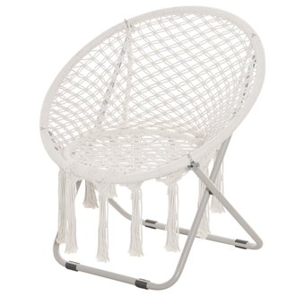 Loveuse fauteuil lune rond de jardin pliable macramé coton polyester beige