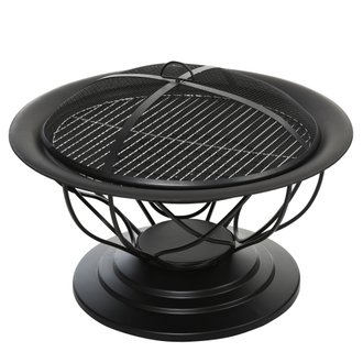 Brasero boule de feu grille à charbon et cuisson métal noir