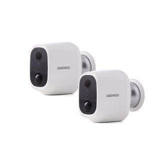 DAEWOO Pack de 2 Caméras autonomes: Int/Ext W501 Full HD, détection de mouvement, vision nocturne, audio, compatibles avec Alexa