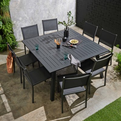 Table de jardin carrée extensible en aluminium noir - 105264 - 3663095030221