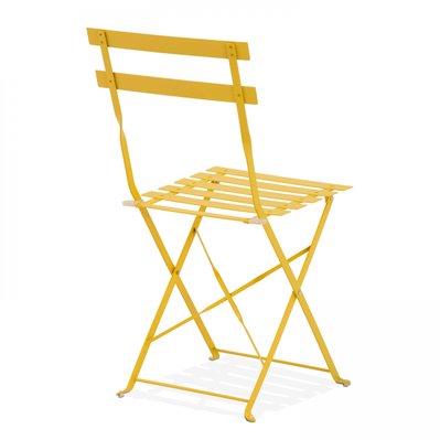 Lot de 2 chaises pliantes en acier jaune - 104719 - 3663095025395