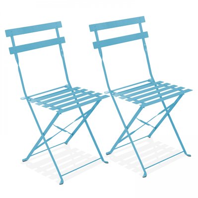 Lot de 2 chaises pliantes en acier bleues - 103559 - 3663095014504