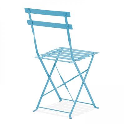 Lot de 2 chaises pliantes en acier bleues - 103559 - 3663095014504