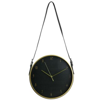 Horloge murale avec sangle Art Deco - Diam. 30 cm - Noir