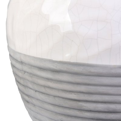 Vase en céramique design Ayda - H. 25 cm - Blanc et gris - 701933 - 3664944139034