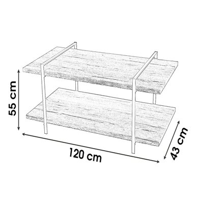 Meuble TV industriel en bois et métal Dock - L. 120 x H. 55 cm - Noir - 751850 - 5414881512197
