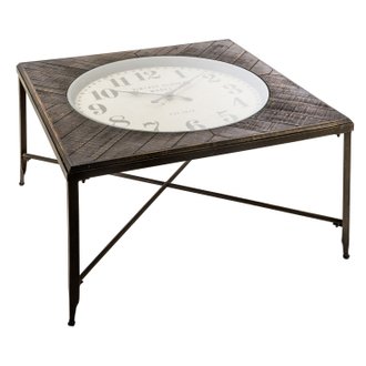 Table basse avec horloge Chrono - L. 91 x H. 46 cm - Gris