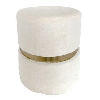 Pouf design effet fourrure Aurea - Diam. 35 x H. 42 cm - Blanc
