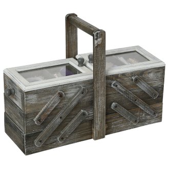 Boîte à couture en bois Escalier - 43 x 28 cm - Gris