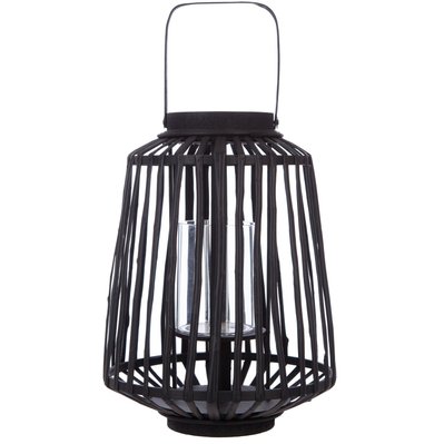 Lanterne en rotin ethnique Mood - H. 35 cm - Noir - 513618 - 3560234470033