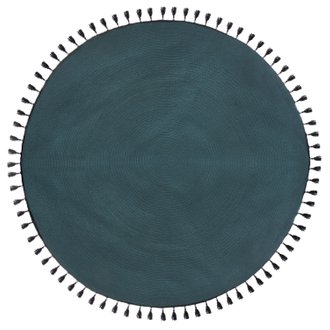 Tapis rond à franges design Pop - Diam. 120 cm - Bleu canard