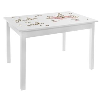 Bureau table enfant Print Douceur - L. 77 x H. 48 cm - Blanc et rose