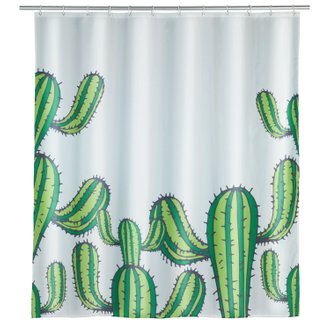 Rideau de douche Cactus - Polyester - 180 x 200 cm - Blanc