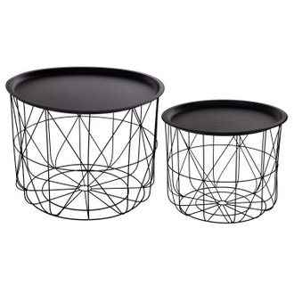 2 Tables gigognes filaires Mood - Diam. 43/53 cm - Noir