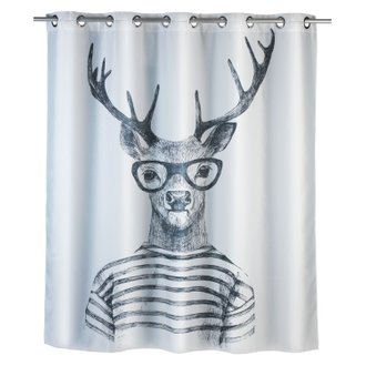 Rideau de douche anti-moisissure Cerf - Polyester - 180 x 200 cm - Gris