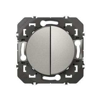 Interrupteur double Legrand Dooxie 10A - va-et-vient - aluminium