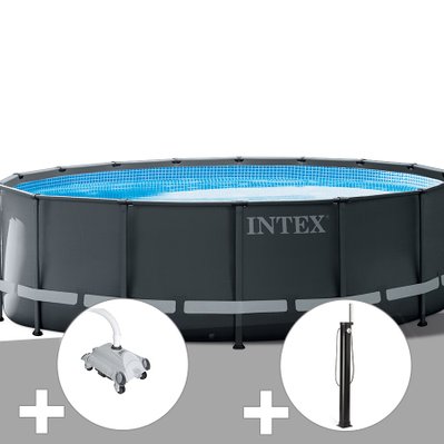 Kit piscine tubulaire Intex Ultra XTR Frame ronde 5,49 x 1,32 m + Robot nettoyeur + Douche solaire - 17262 - 7061256669307