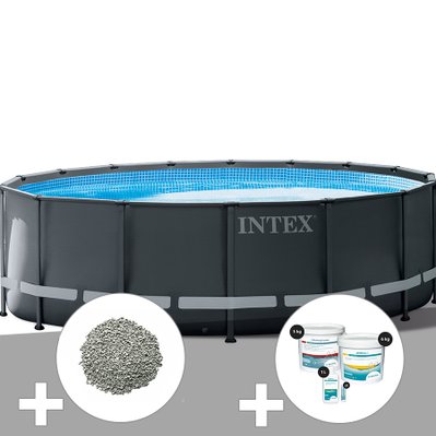 Kit piscine tubulaire Intex Ultra XTR Frame ronde 4,88 x 1,22 m + 20 kg de zéolite + Kit de traitement au chlore - 17219 - 7061251274476