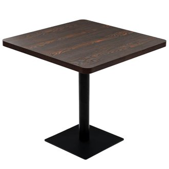 Table haute mange debout bar bistrot MDF et acier carré 80 x 80 cm frêne foncé marron 0902107