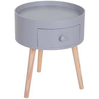 Chevet table de nuit ronde 1 tiroir design scandinave bicolore