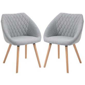 Lot de 2 chaises de visiteur style scandinave lin gris