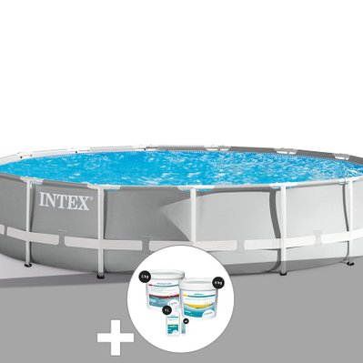 Kit piscine tubulaire Intex Prism Frame ronde 4,57 x 1,22 m + Kit de traitement au chlore - 17199 - 7061257935609
