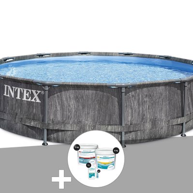 Kit piscine tubulaire Intex Baltik ronde 5,49 x 1,22 m + Kit de traitement au chlore - 23640 - 7061282862185