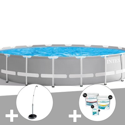 Kit piscine tubulaire Intex Prism Frame ronde 5,49 x 1,22 m + Douche solaire + Kit de traitement au chlore - 23662 - 7061281501252