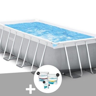 Kit piscine tubulaire Intex Prism Frame rectangulaire 4,00 x 2,00 x 1,22 m + Kit de traitement au chlore - 29569 - 3665872012789