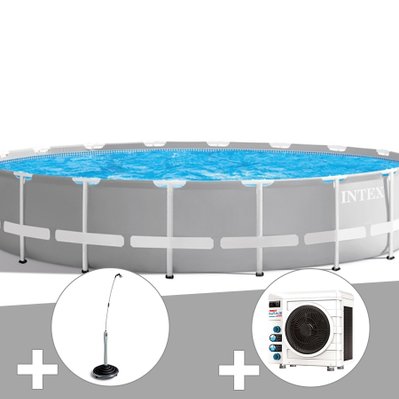 Kit piscine tubulaire Intex Prism Frame ronde 5,49 x 1,22 m + Douche solaire + Pompe à chaleur - 32013 - 3665872000809