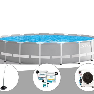 Kit piscine tubulaire Intex Prism Frame ronde 5,49 x 1,22 m + Douche solaire + Kit de traitement au chlore + Pompe à chaleur - 32019 - 3665872000762