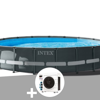 Kit piscine tubulaire Intex Ultra XTR Frame ronde 6,10 x 1,22 m + Pompe à chaleur - 32032 - 3665872000496